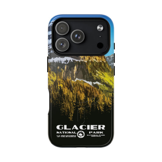 Glacier National Park iPhone case with MagSafe featuring WPA-inspired artwork.