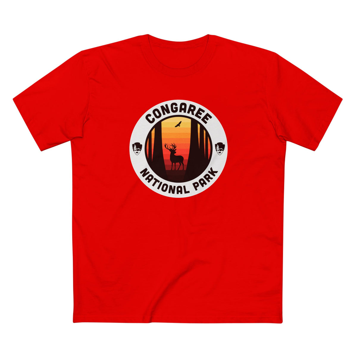 Congaree National Park T-Shirt - Round Badge Design in Red