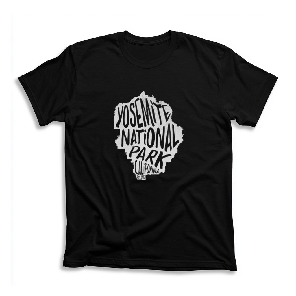 Yosemite National Park T-Shirt - Map in Black