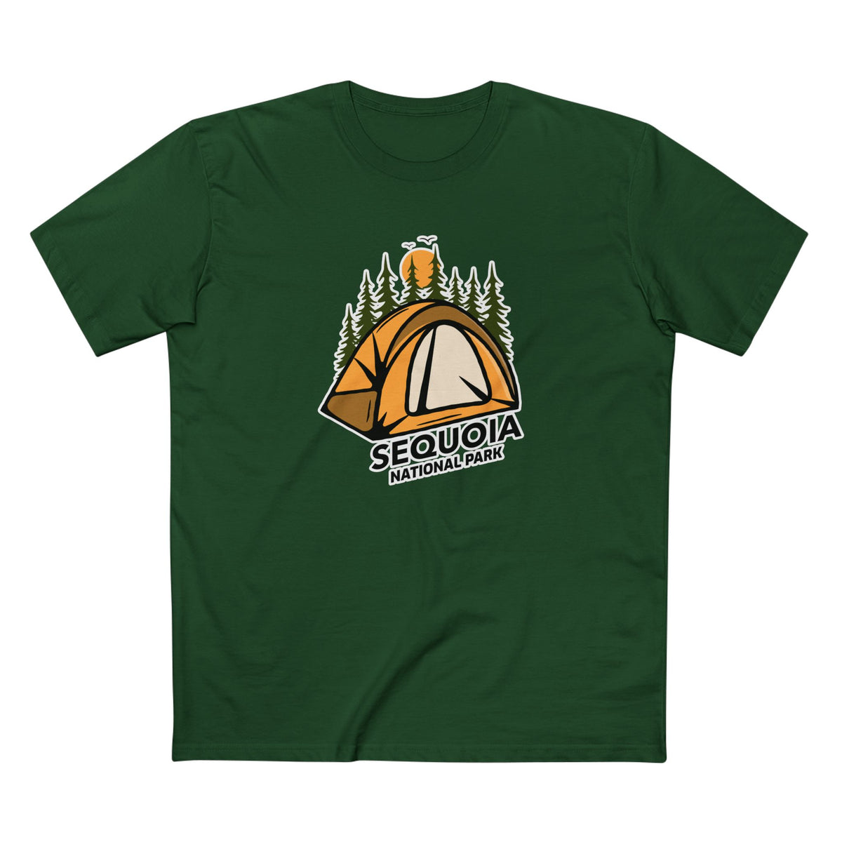 Sequoia National Park T-Shirt - Camping in Forest Green