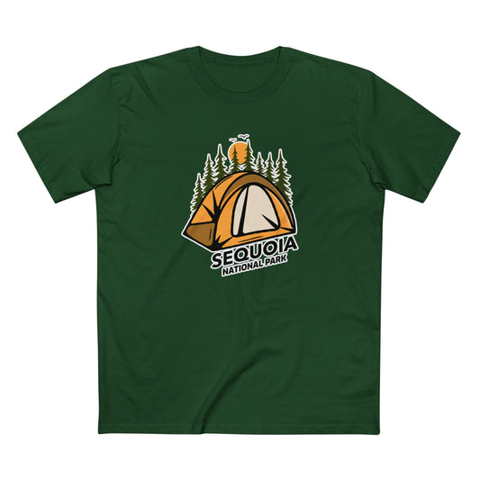 Sequoia National Park T-Shirt - Camping in Forest Green