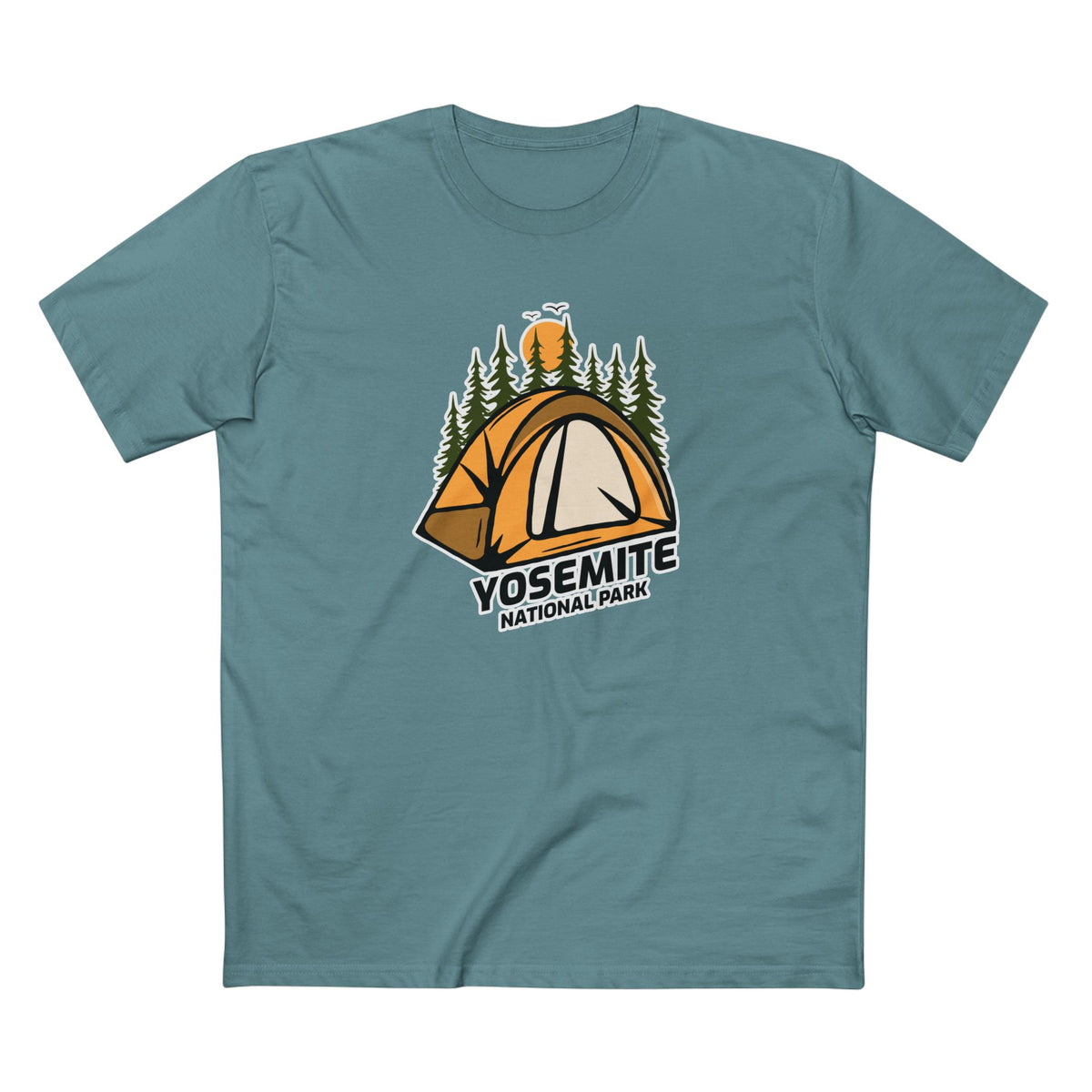 Yosemite National Park T-Shirt - Camping in Slate Blue