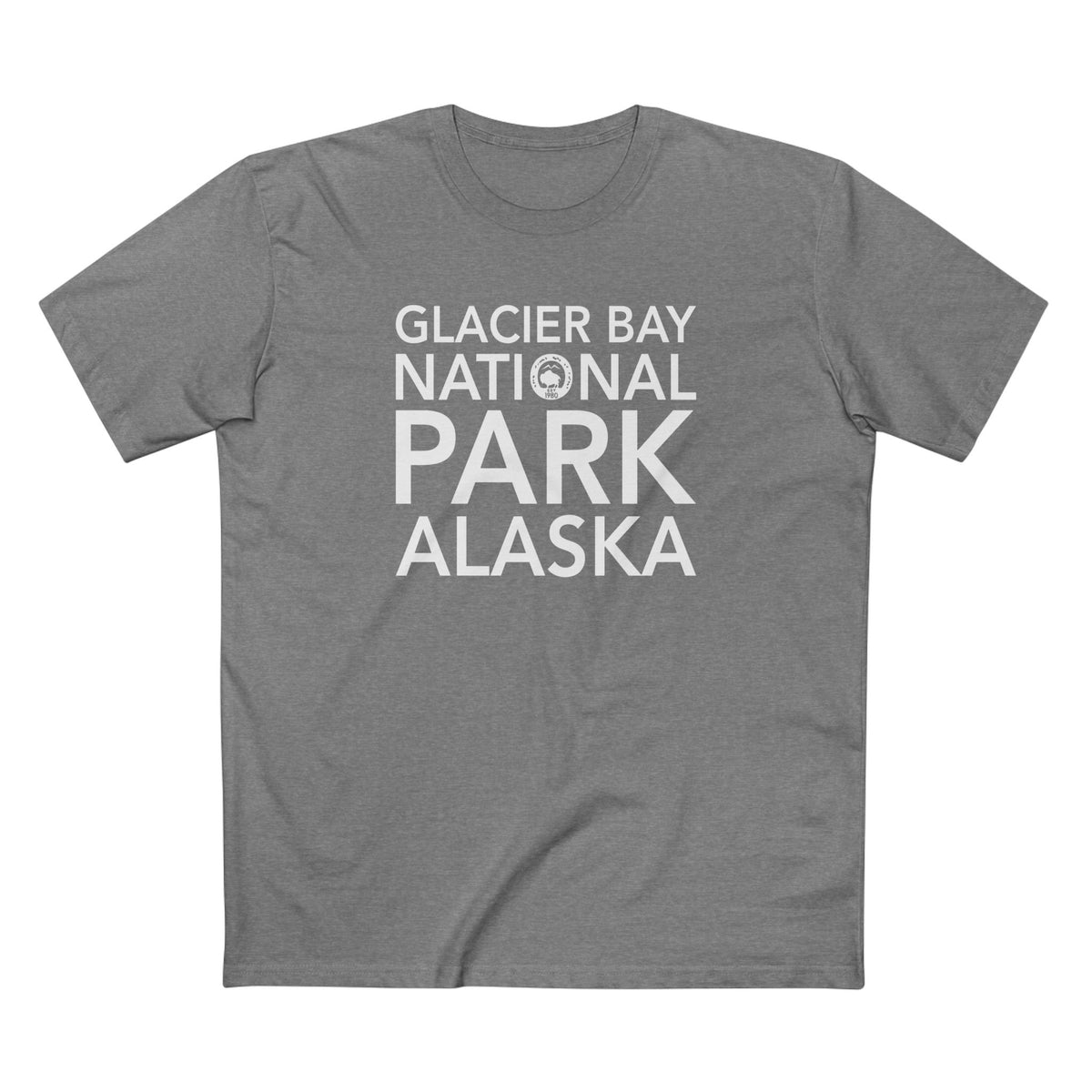 Glacier Bay National Park T-Shirt Block Text in Athletic Heather