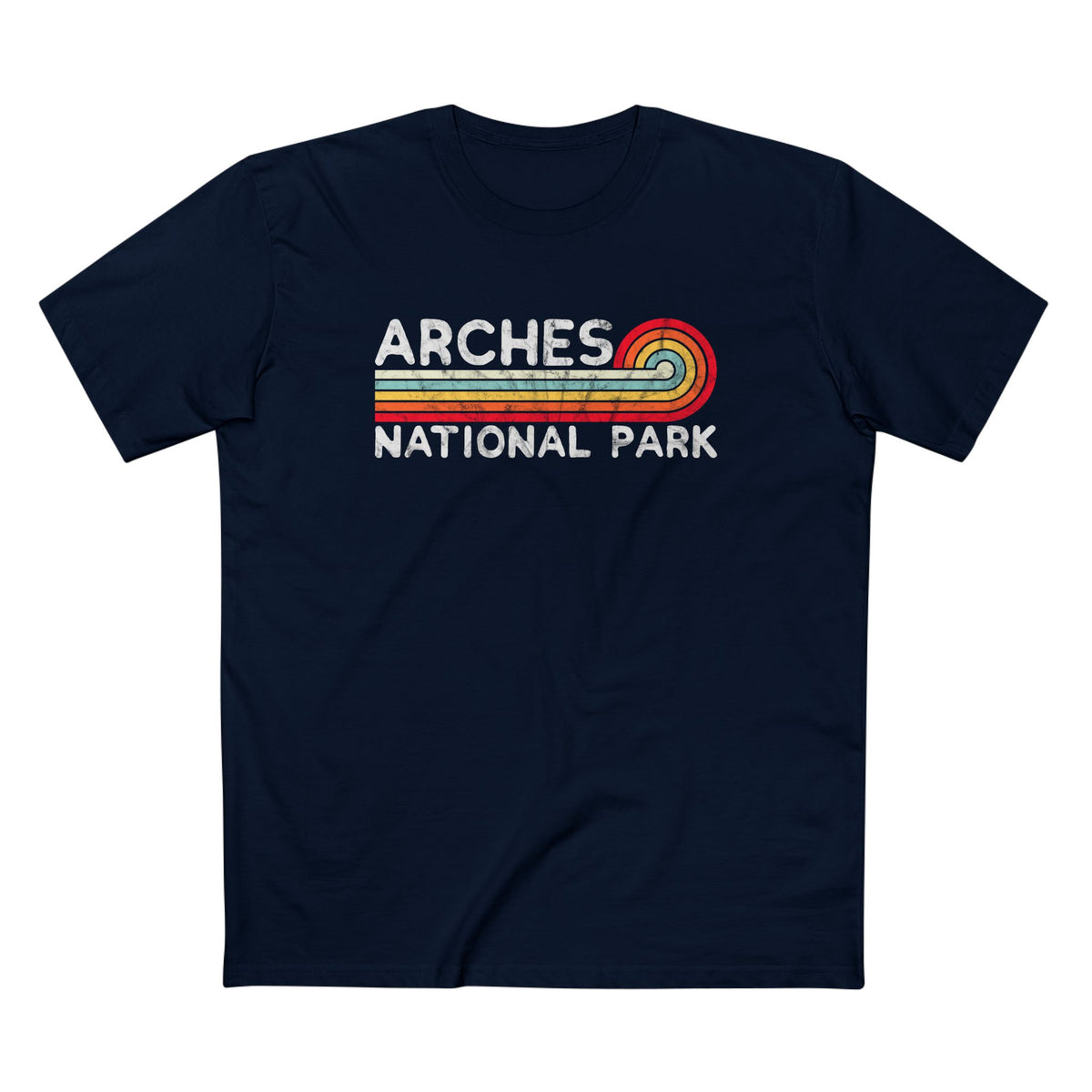 Arches National Park T-Shirt - Vintage Stretched Sunrise in Navy