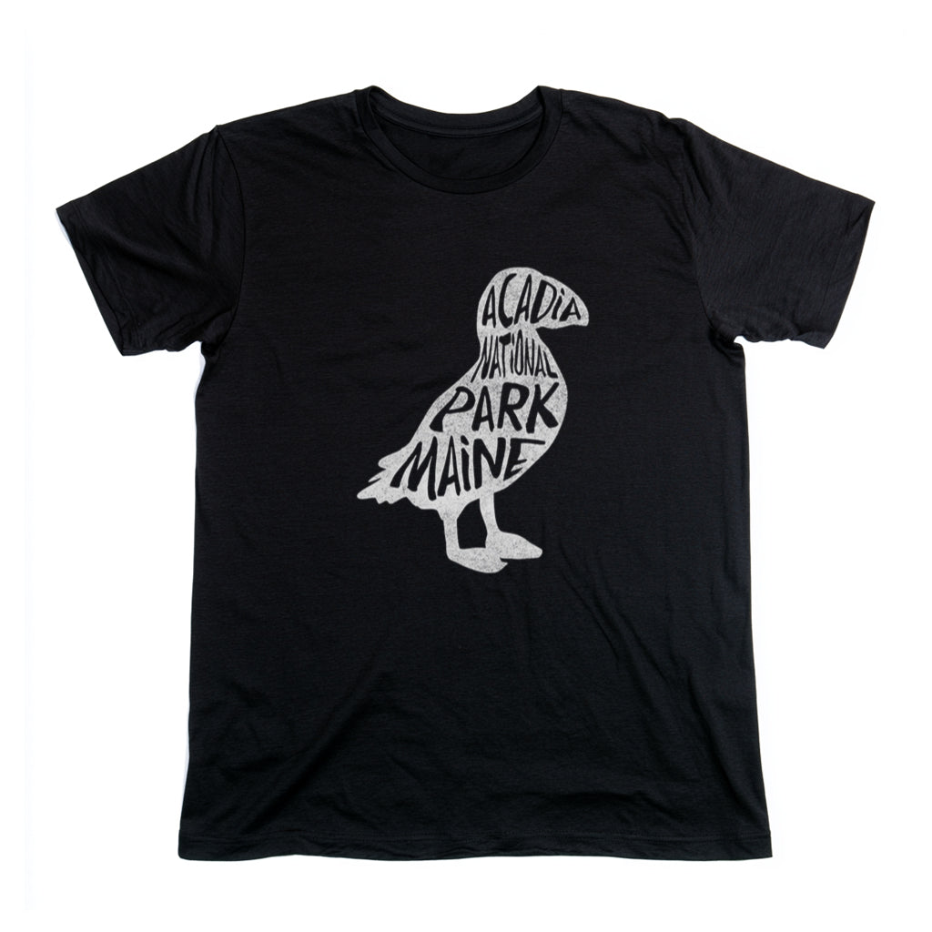 Acadia National Park T-Shirt - Puffin in Black
