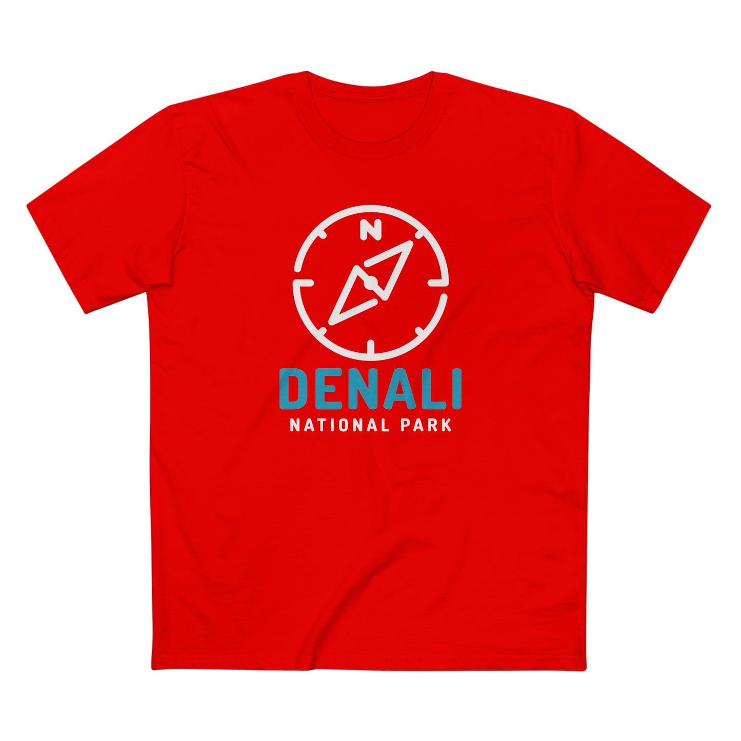 Denali National Park T-Shirt Compass Design in Red