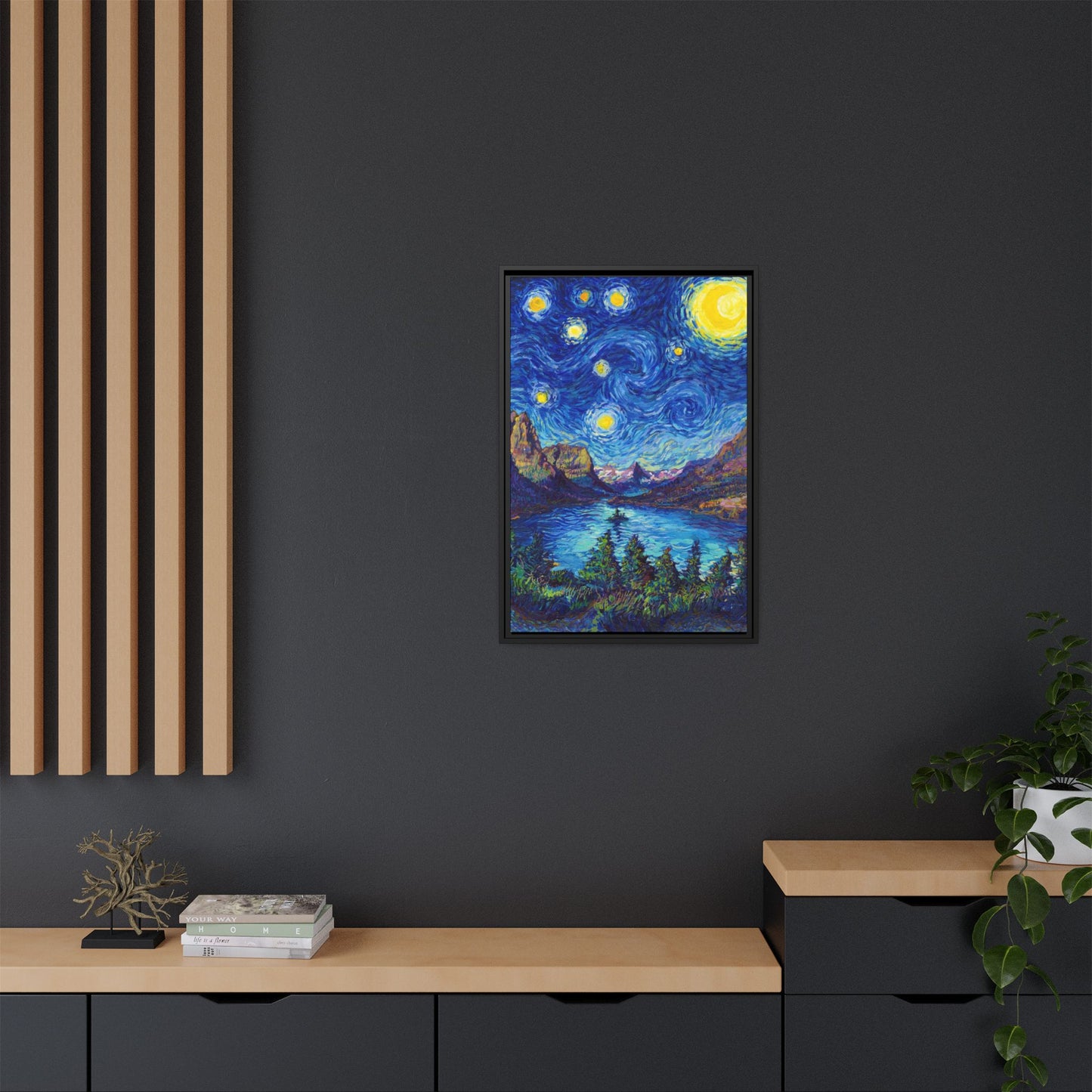 Glacier National Park Framed Canvas - The Starry Night