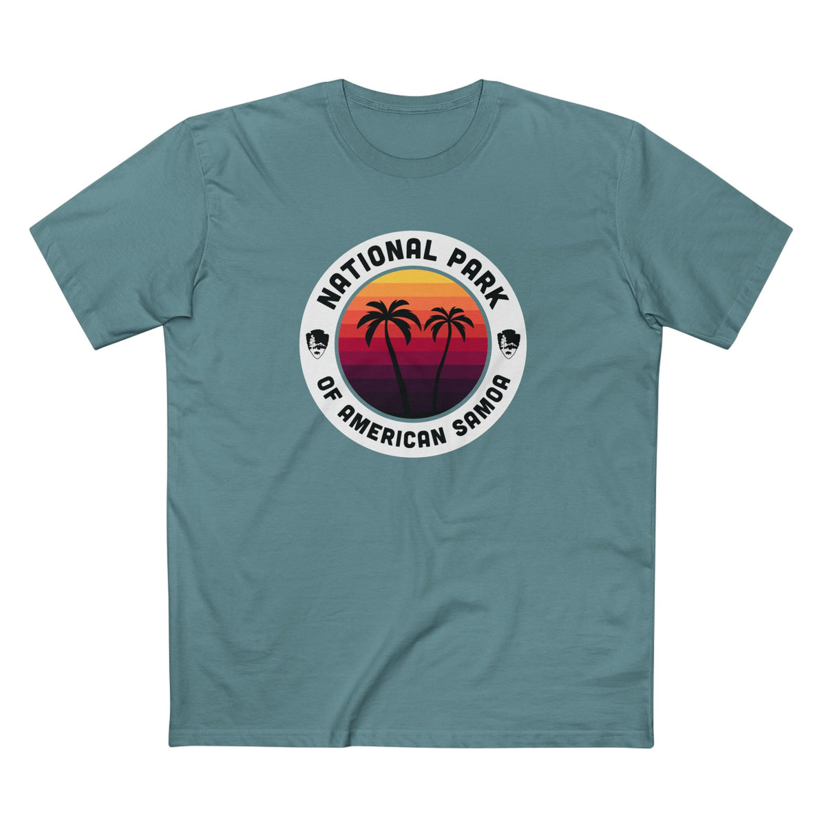 National Park of American Samoa T-Shirt - Round Badge Design in Slate Blue