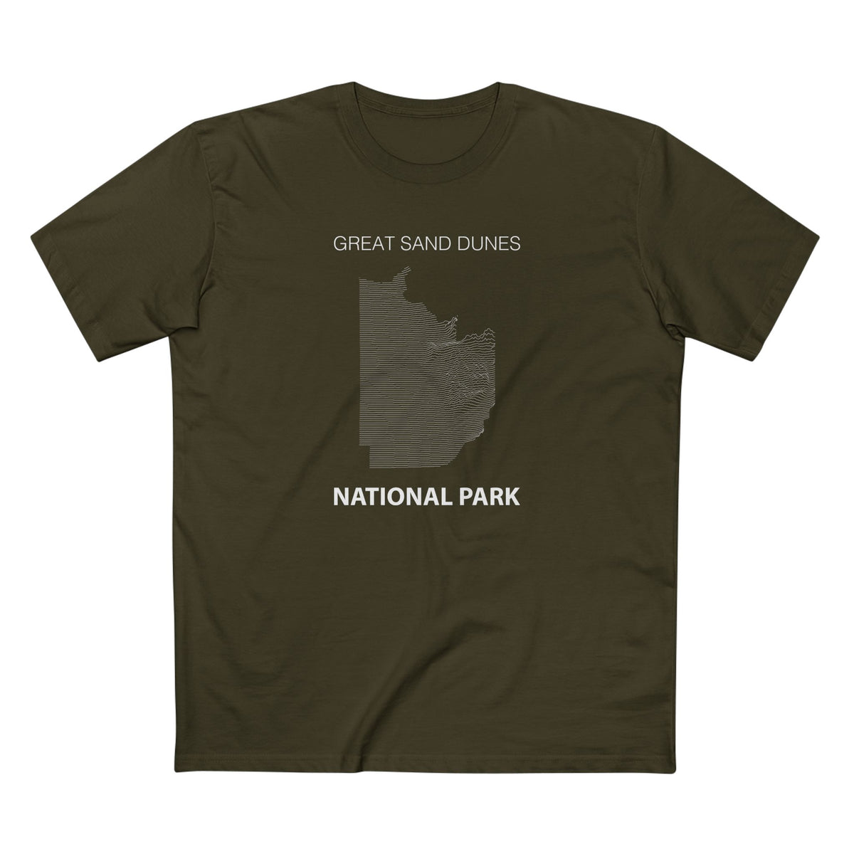 Great Sand Dunes National Park T-Shirt - Topographical Lines in Army