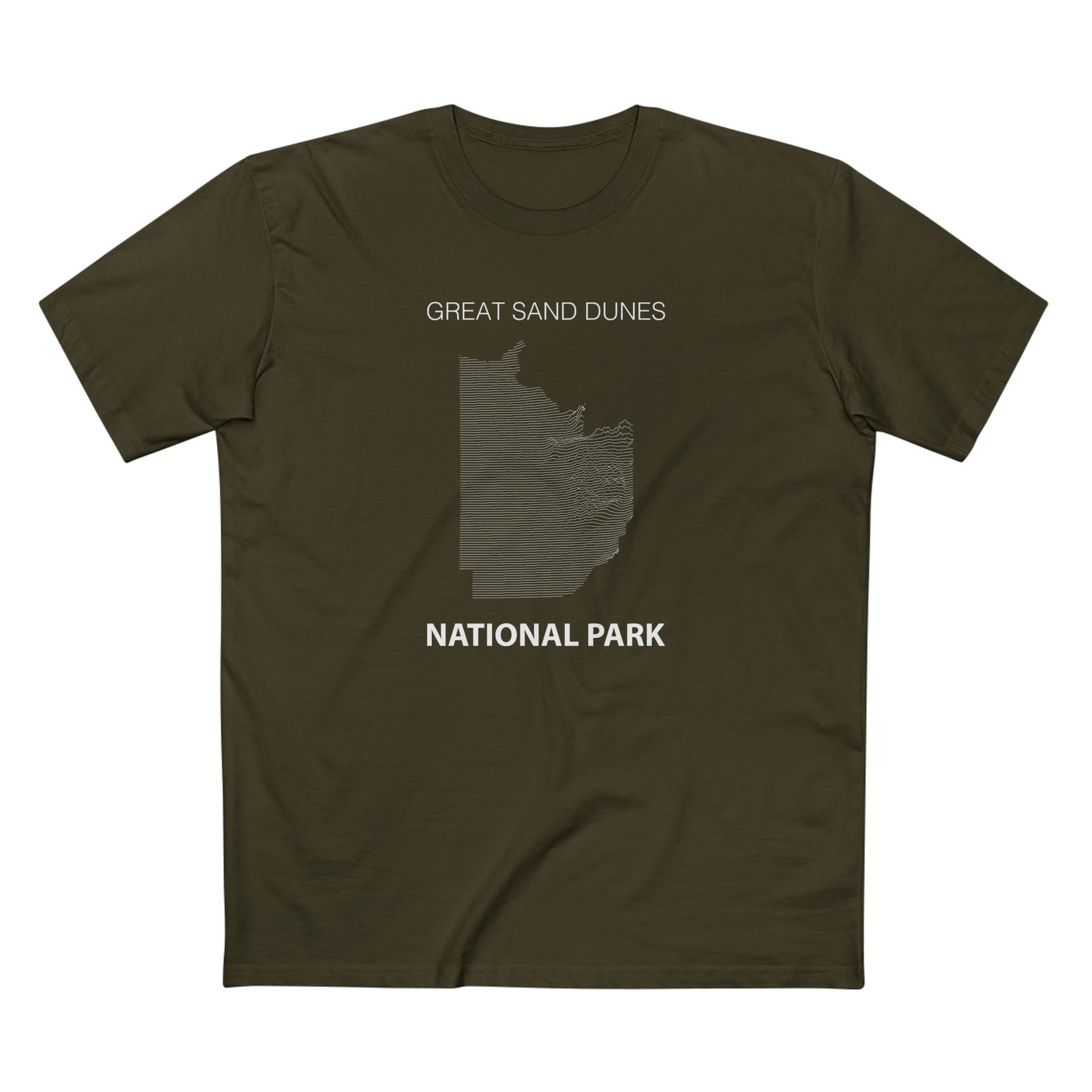 Great Sand Dunes National Park T-Shirt - Topographical Lines in Army