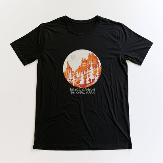 Bryce Canyon National Park T-Shirt - Round Stylized Design in Black