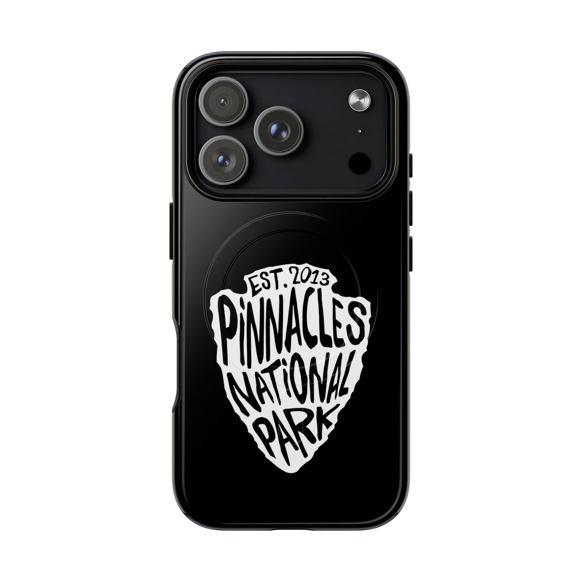 Pinnacles National Park iPhone case with MagSafe featuring arrowhead artwork.