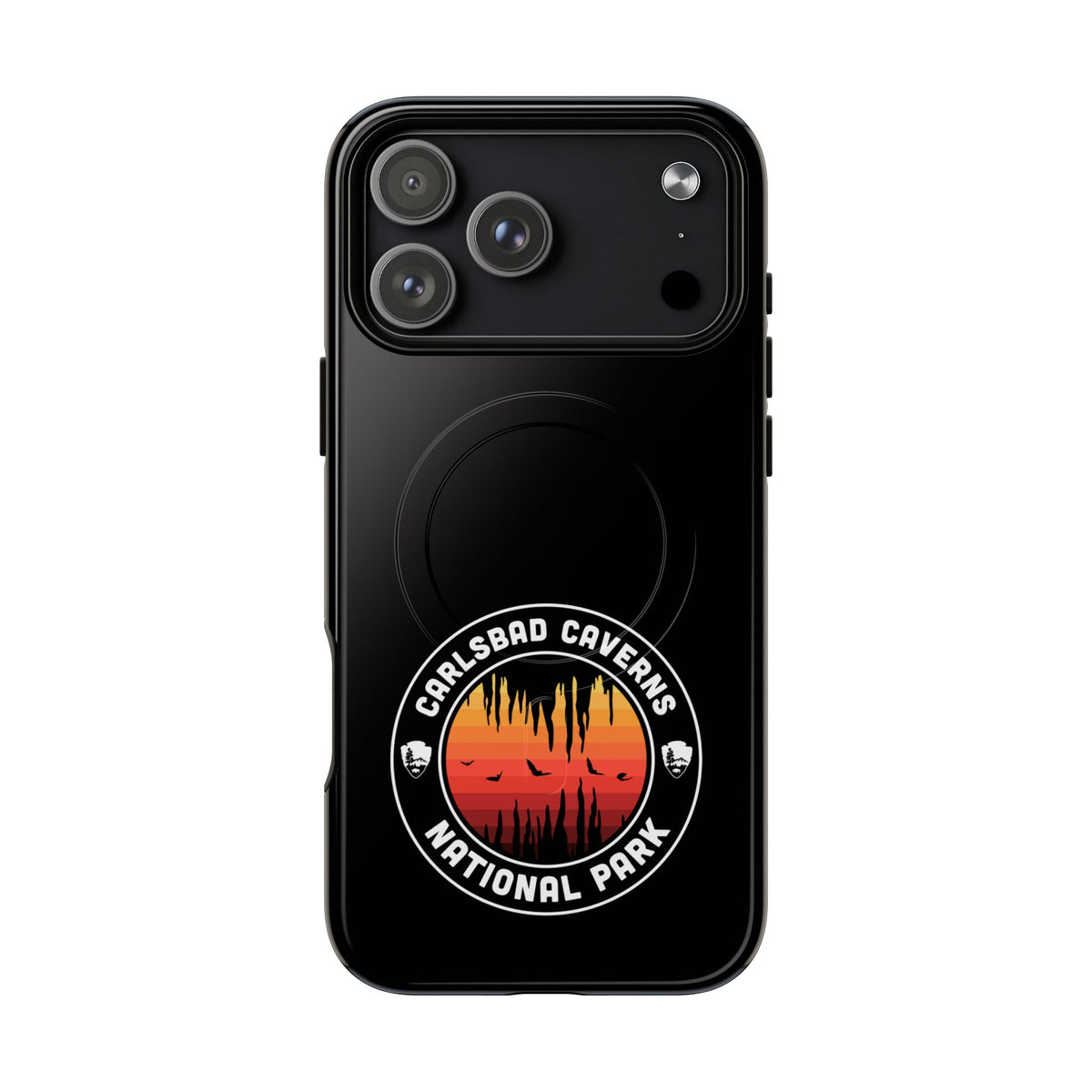 Carlsbad Caverns National Park iPhone Case with MagSafe - Orange Round Emblem Design