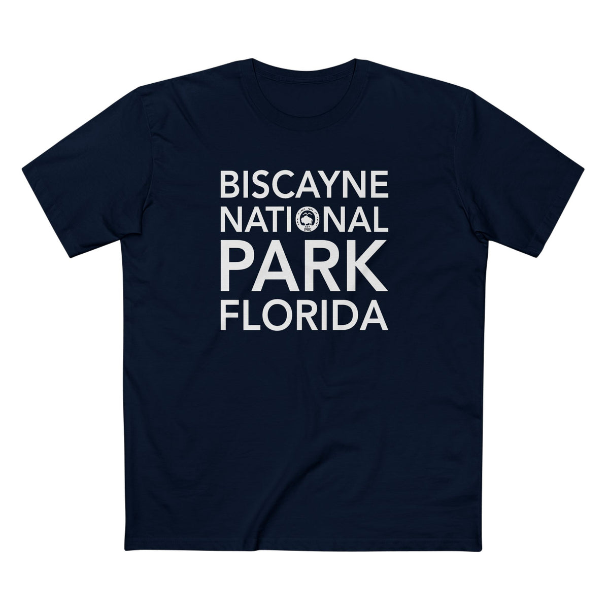 Biscayne National Park T-Shirt Block Text in Navy