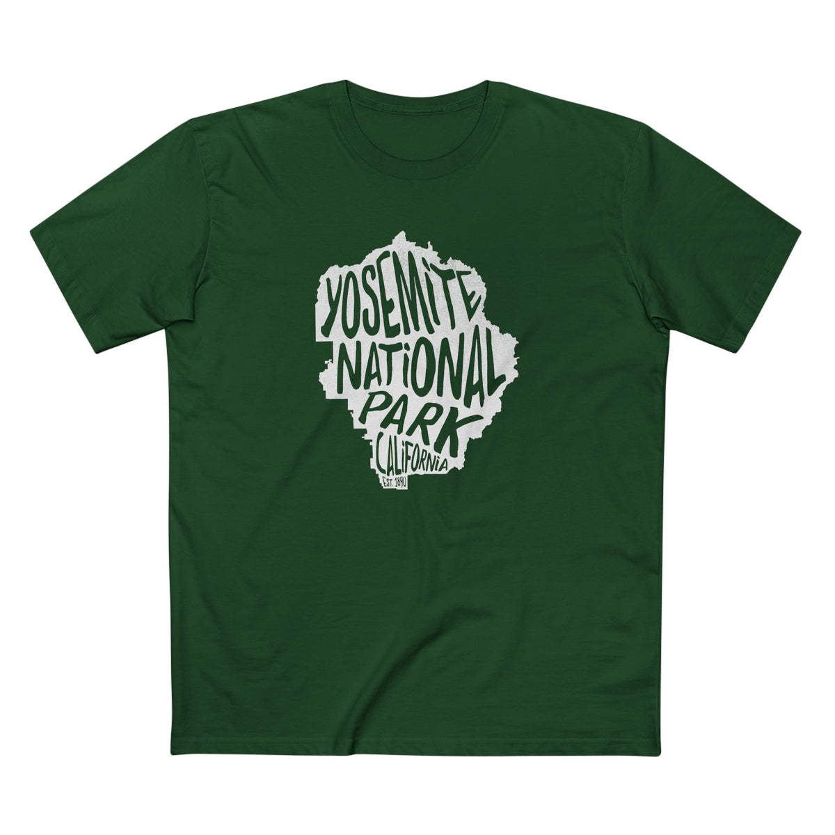 Yosemite National Park T-Shirt - Map in Forest Green