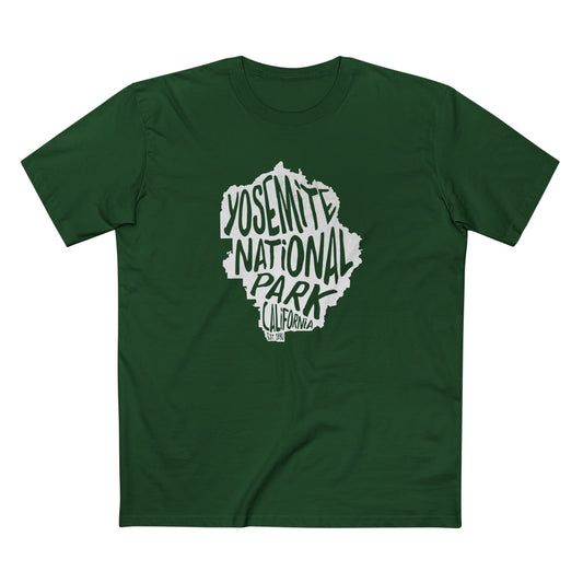 Yosemite National Park T-Shirt - Map in Forest Green