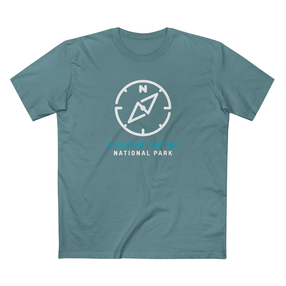 Carlsbad Caverns National Park T-Shirt Compass Design in Slate Blue
