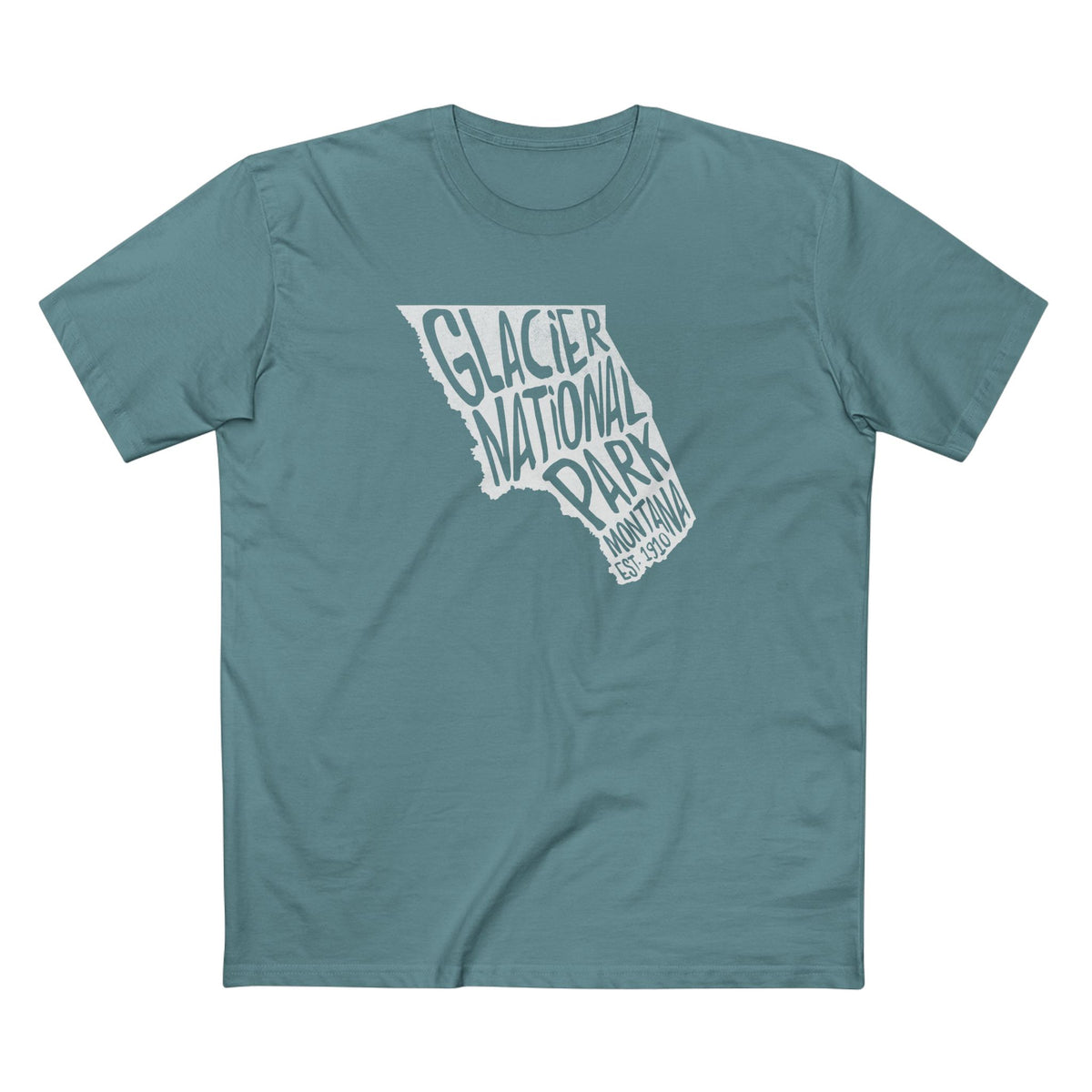 Glacier National Park T-Shirt - Map in Slate Blue