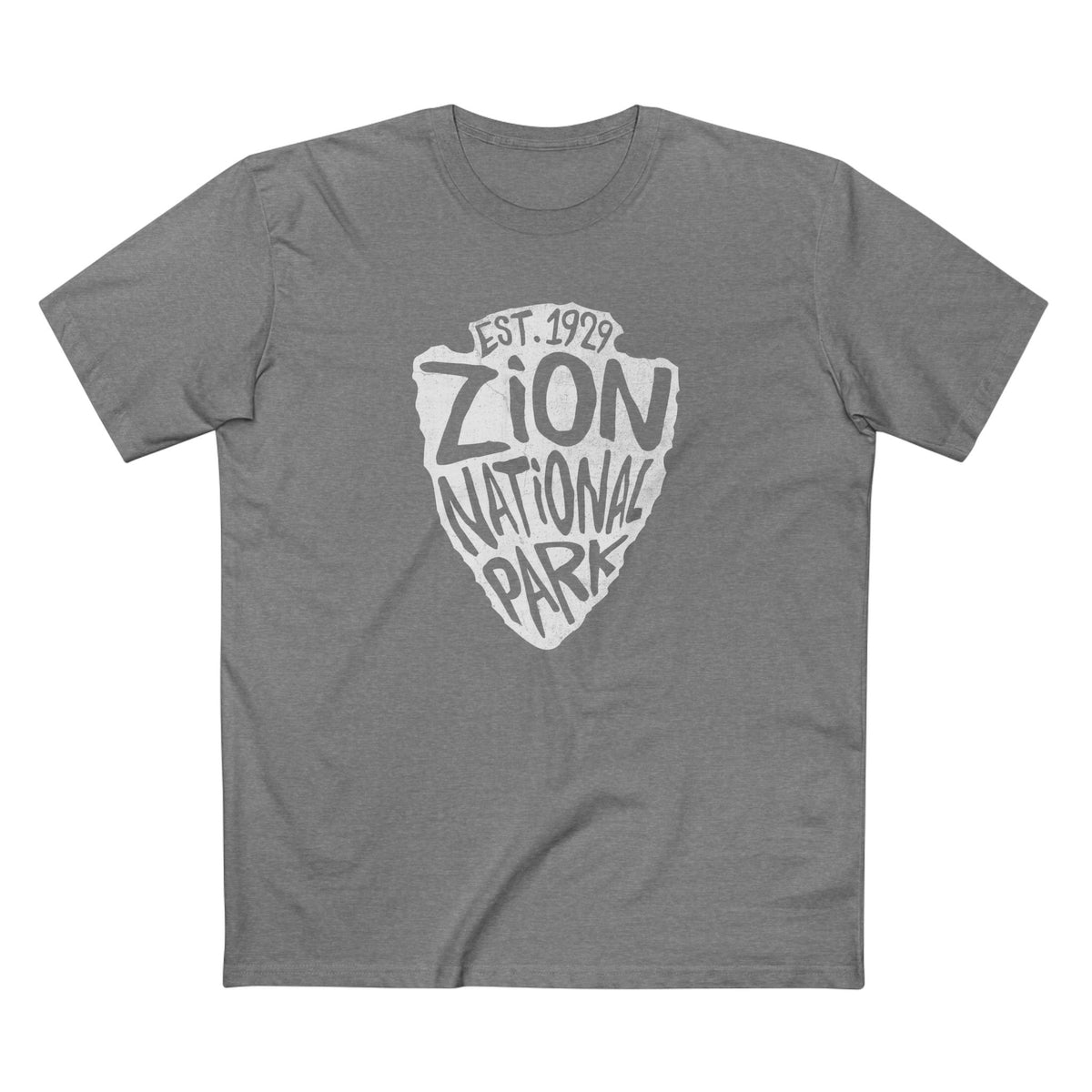 Zion National Park T-Shirt - Arrow Head Design in Athletic Heather