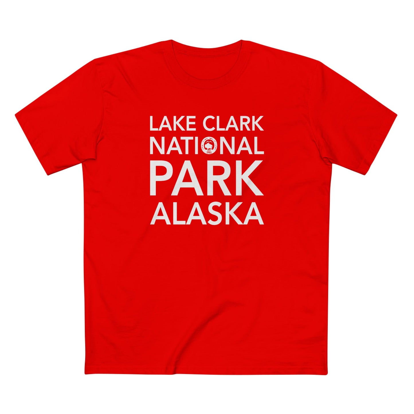 Lake Clark National Park T-Shirt Block Text in Red