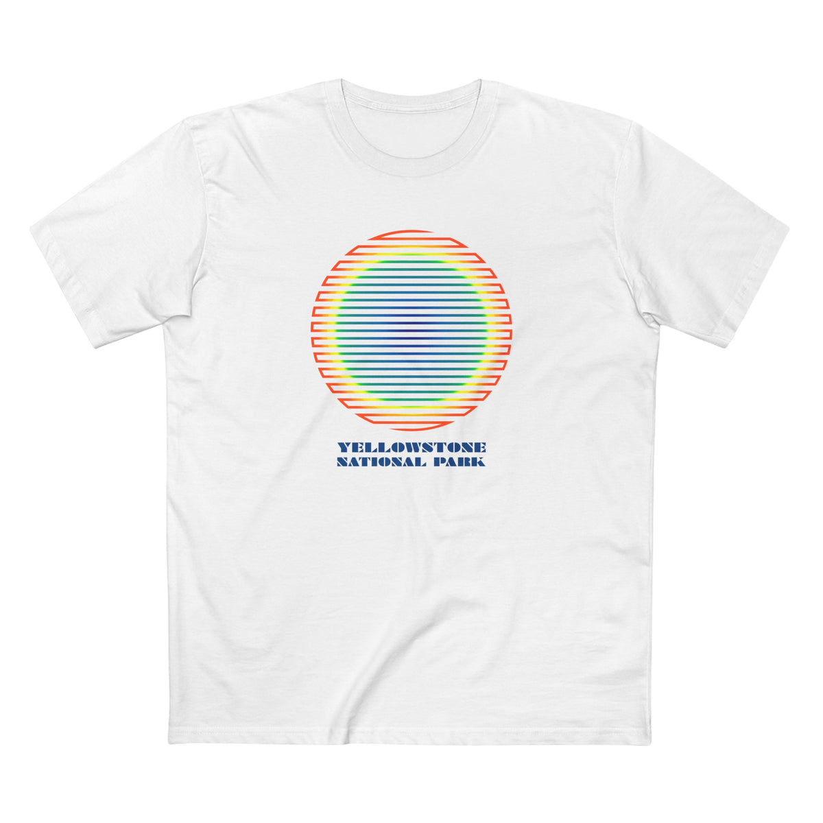 Yellowstone National Park T-Shirt - Grand Prismatic Spring Gradient in White
