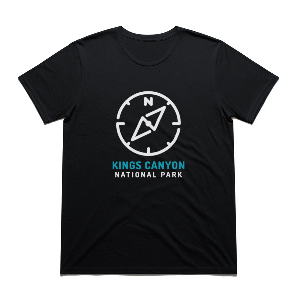 Kings Canyon National Park T-Shirt Compass Design in Black