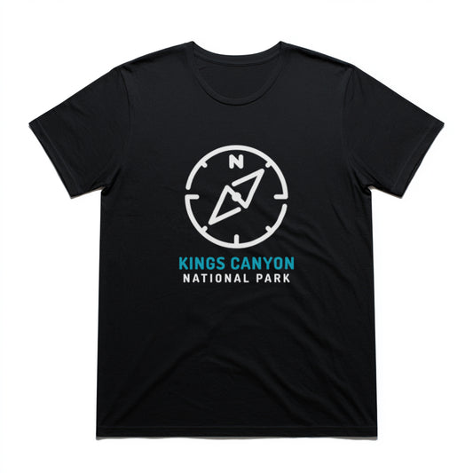 Kings Canyon National Park T-Shirt Compass Design in Black