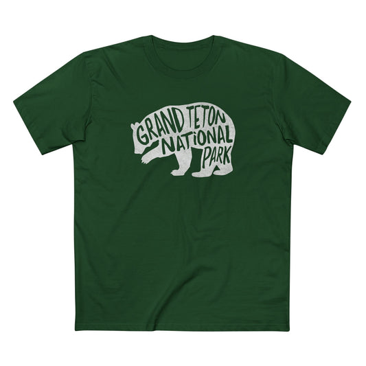 Grand Teton National Park T-Shirt - Grizzly Bear in Forest Green
