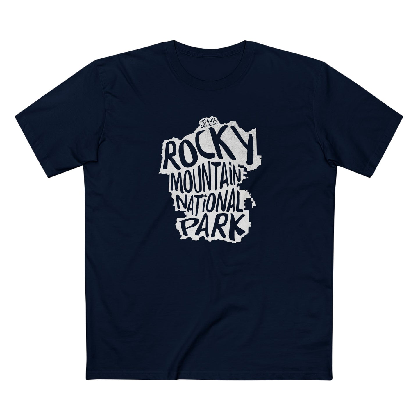 Rocky Mountain National Park T-Shirt - Map in Navy
