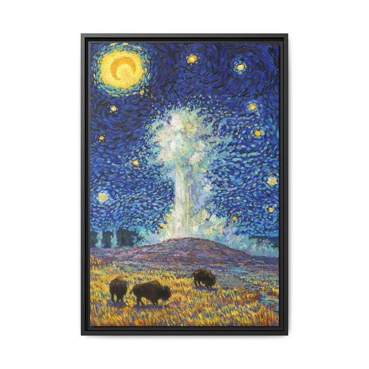 Yellowstone National Park Framed Canvas - The Starry Night