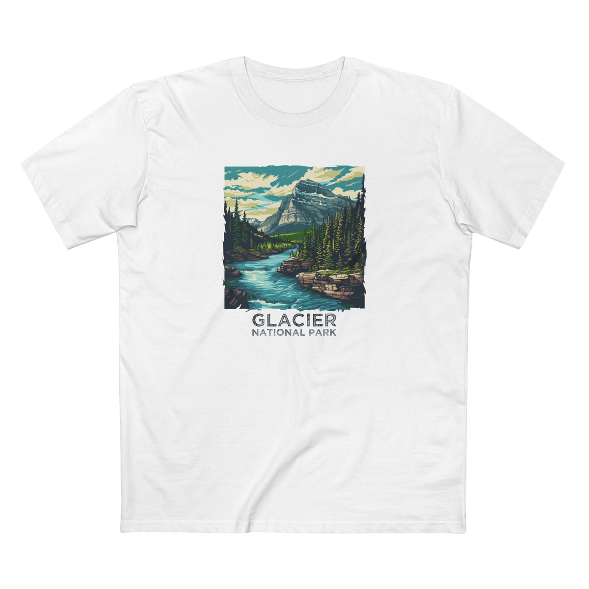 Glacier National Park T-Shirt - Vintage Design in White