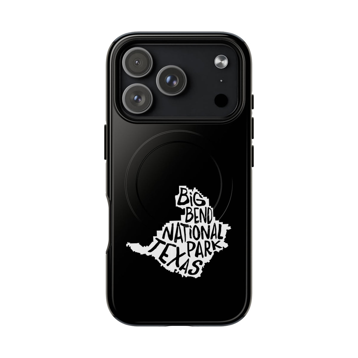Big Bend National Park iPhone case with MagSafe featuring map artwork.