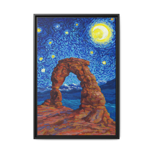 Arches National Park Framed Canvas - The Starry Night
