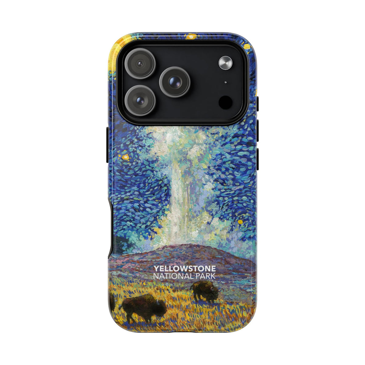 Yellowstone National Park iPhone Case with MagSafe - Old Faithful Starry Night