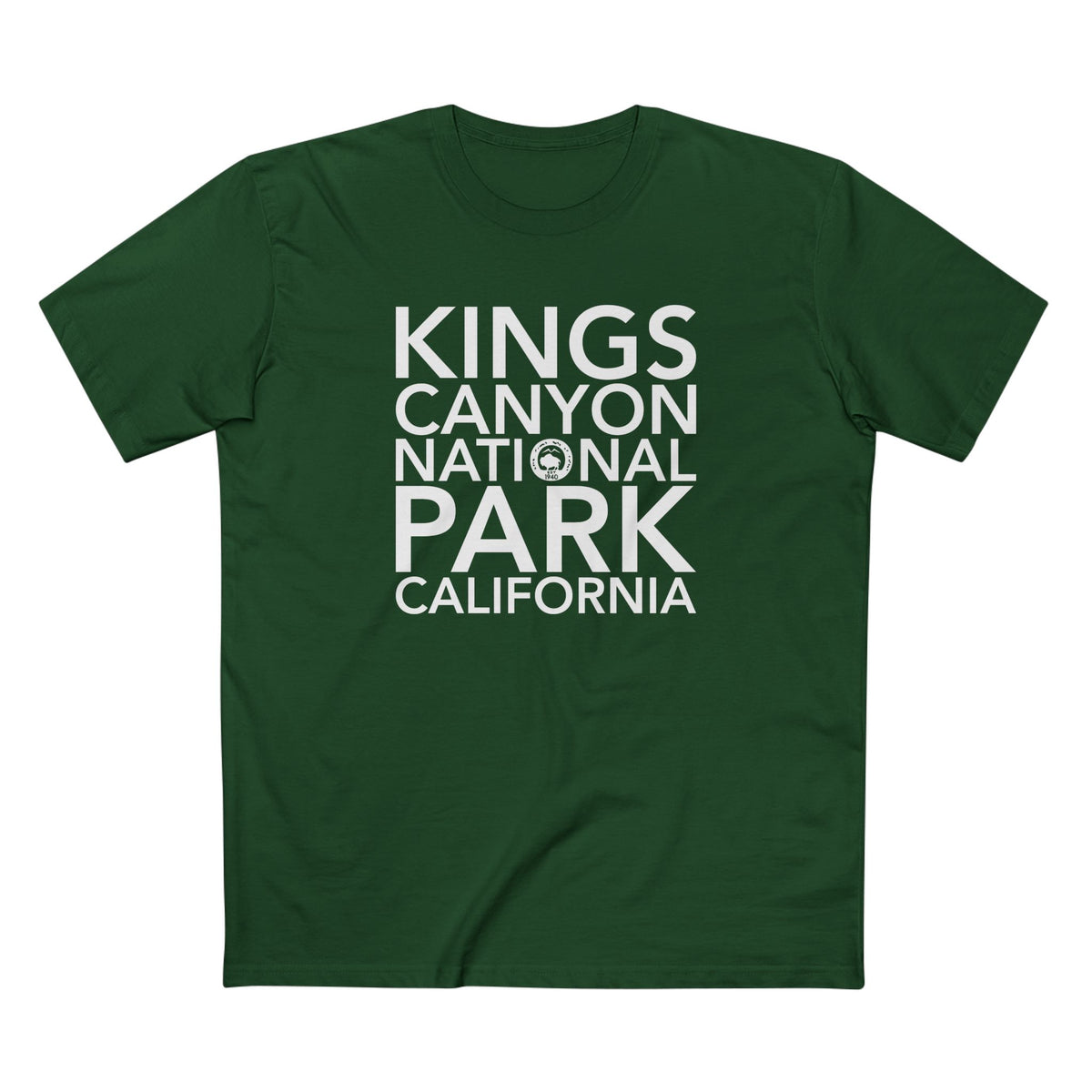 Kings Canyon National Park T-Shirt Block Text in Forest Green