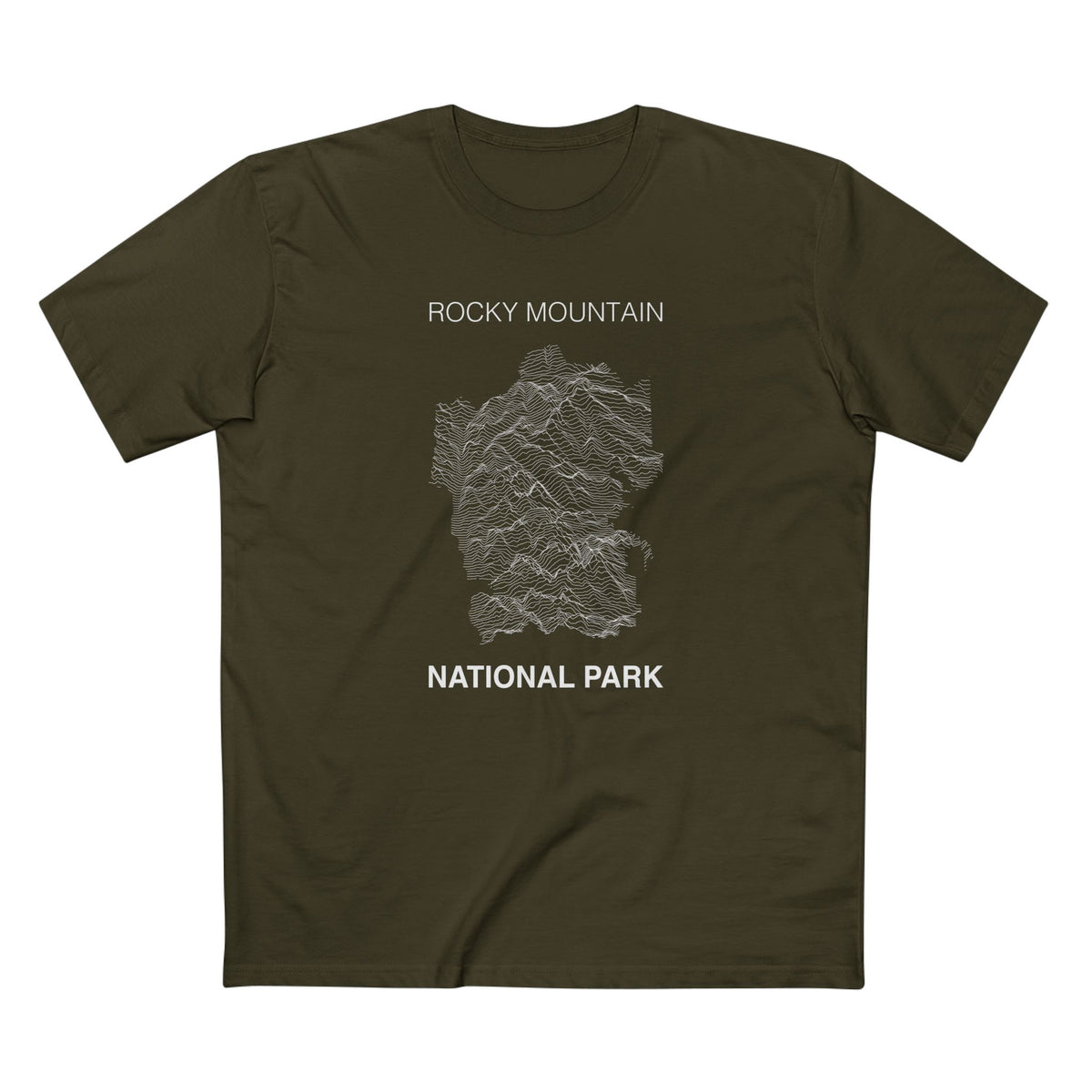 Rocky Mountain National Park T-Shirt Lines in Army