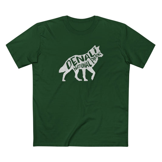Denali National Park T-Shirt - Gray Wolf in Forest Green