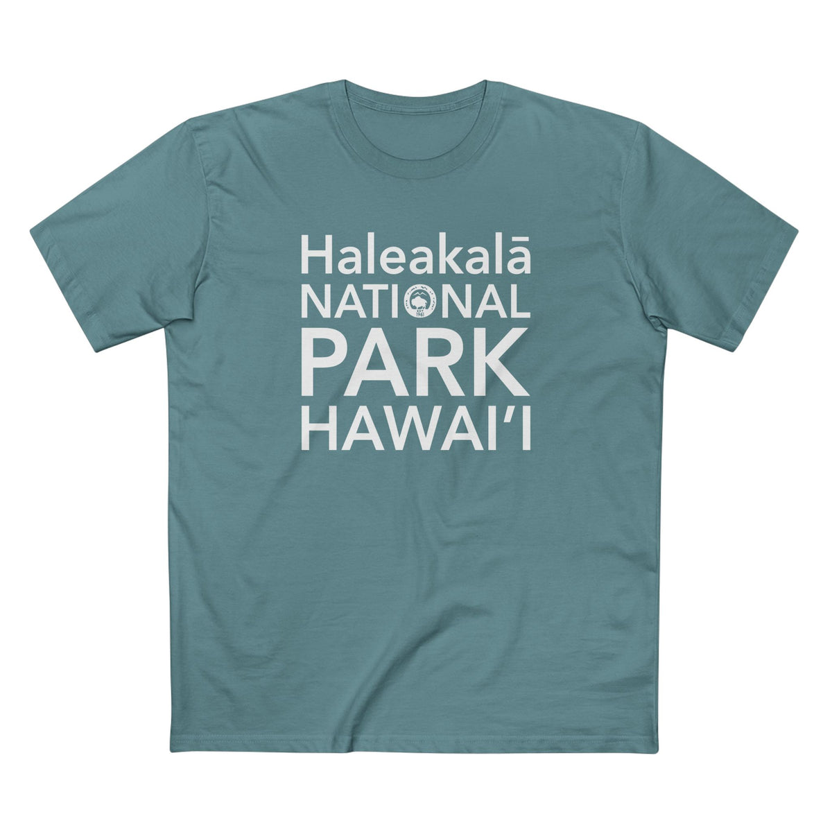 Haleakalā National Park T-Shirt Block Text in Slate Blue