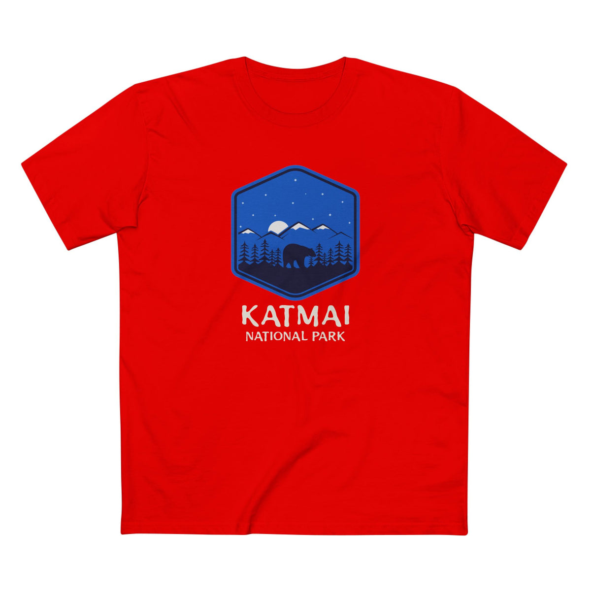 Katmai National Park T-Shirt - Bear Graphic in Red