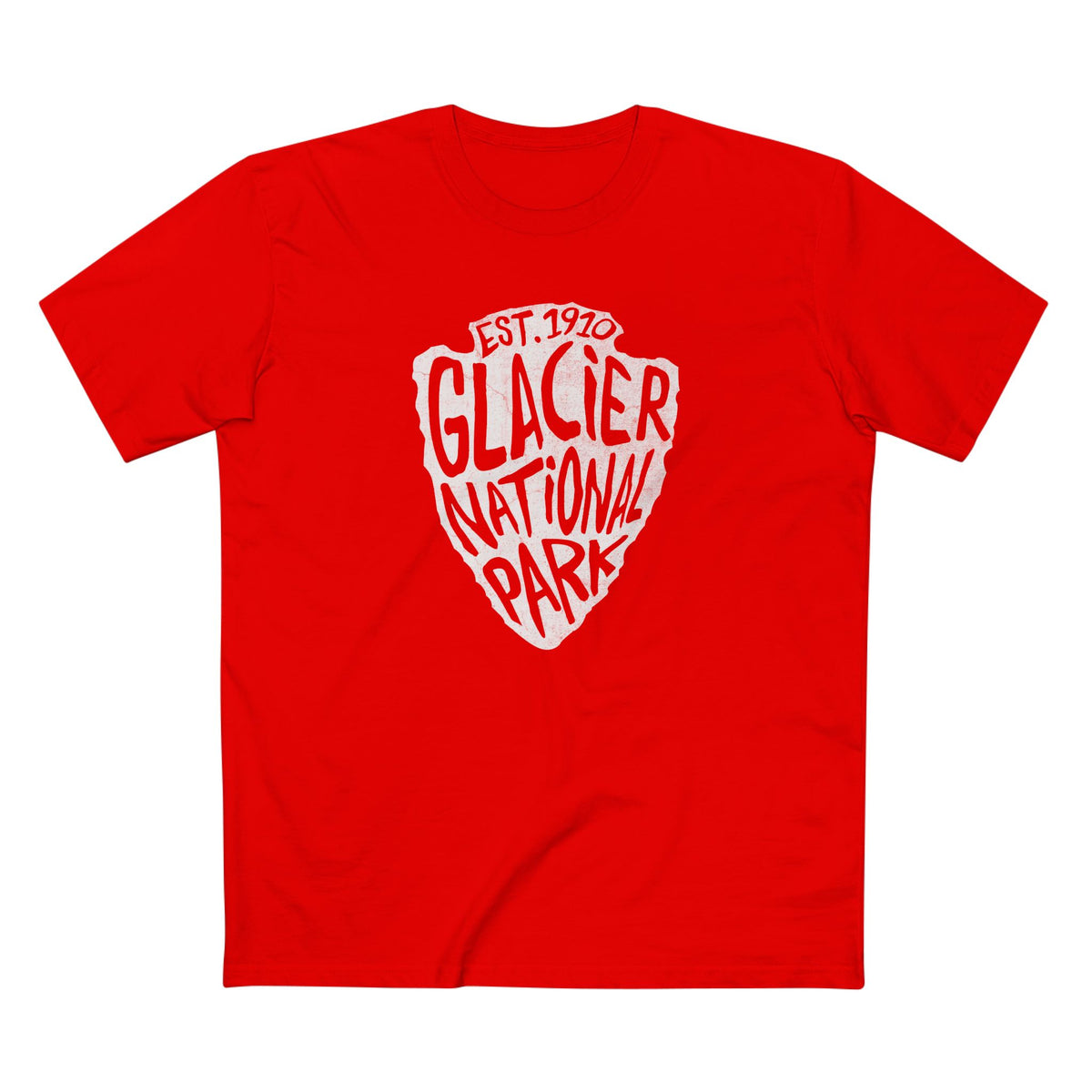 Glacier National Park T-Shirt - Arrowhead Design in Red