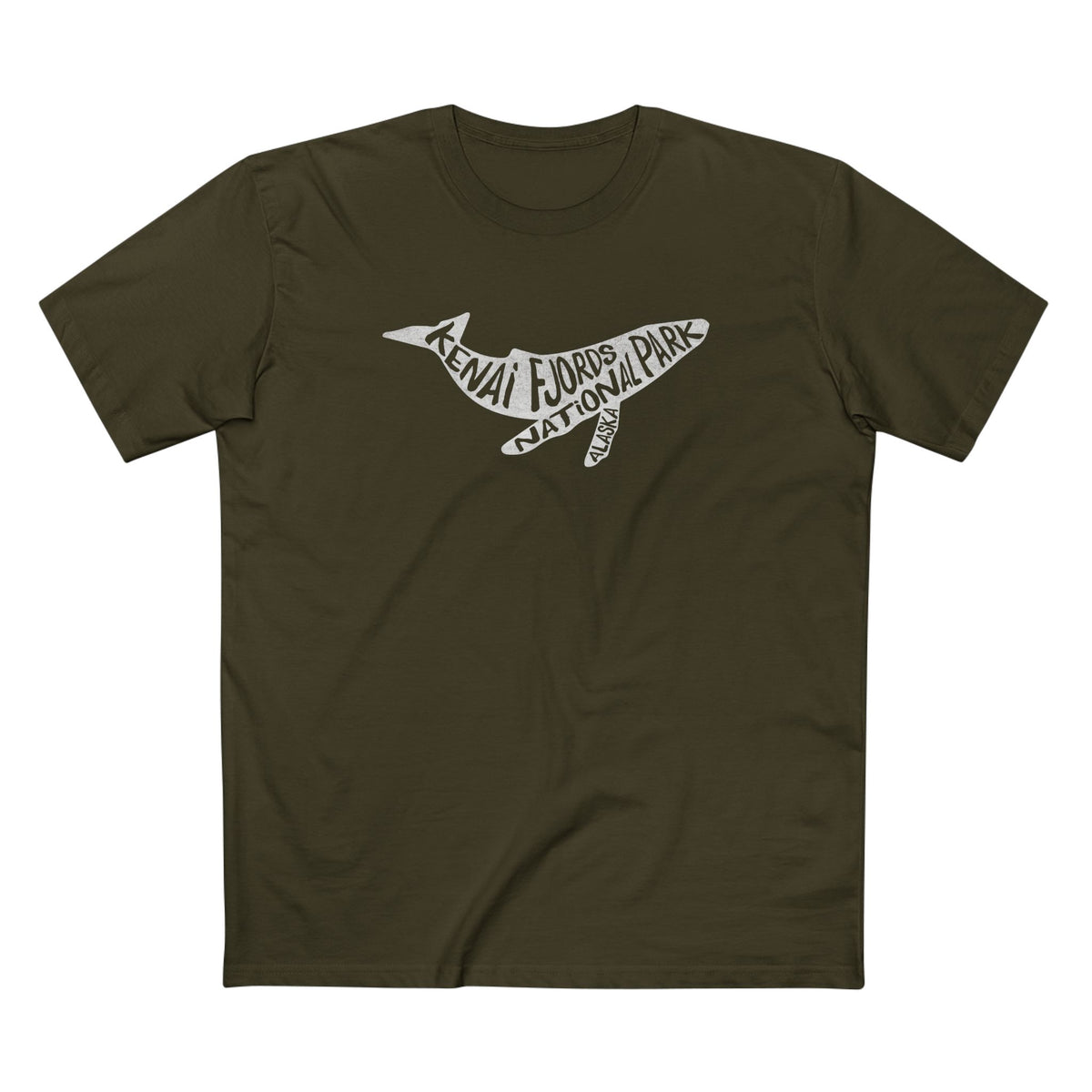 Kenia Fjords National Park T-Shirt - Humpback Whale in Army