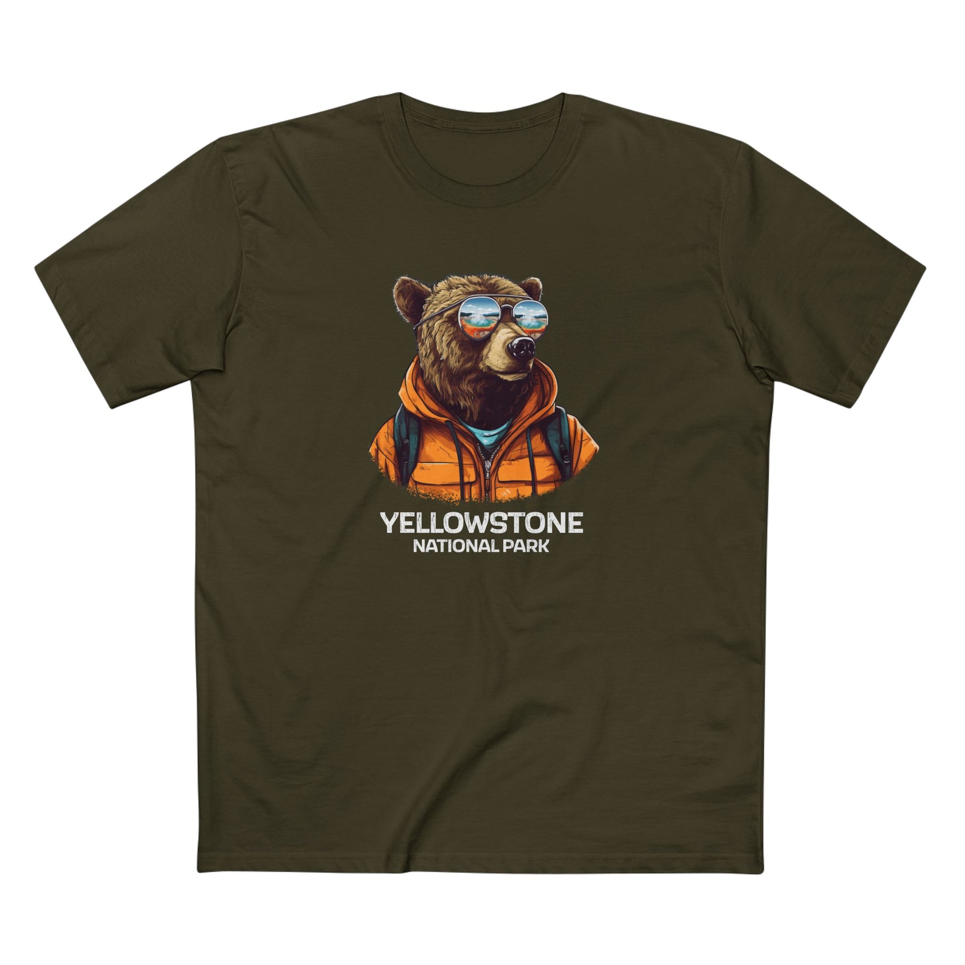 Yellowstone National Park T-Shirt - Grizzly Bear in Army