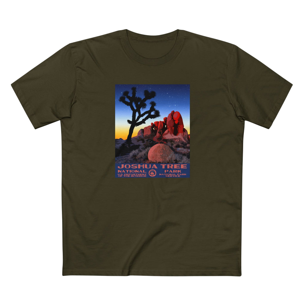 Joshua Tree National Park T-Shirt - Skull Rock WPA in Army