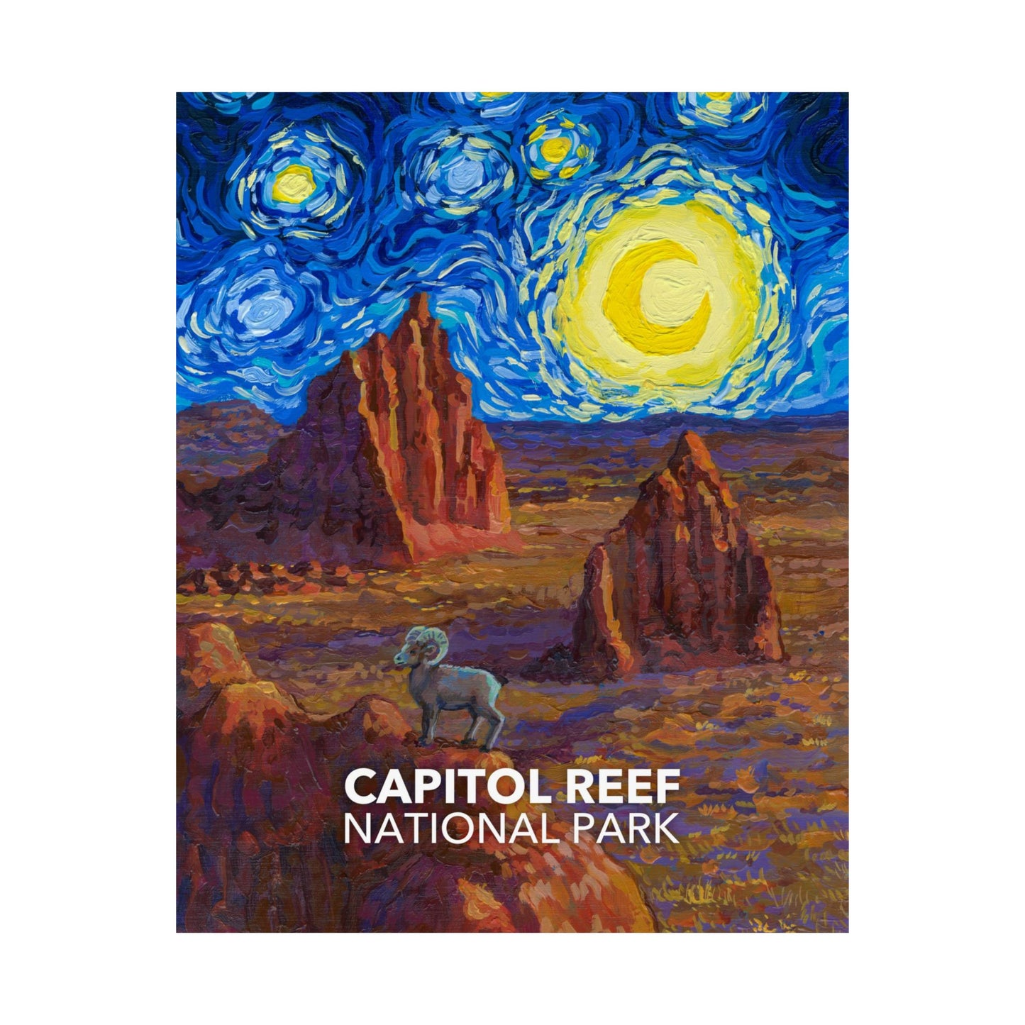 Capitol Reef National Park Poster - Starry Night