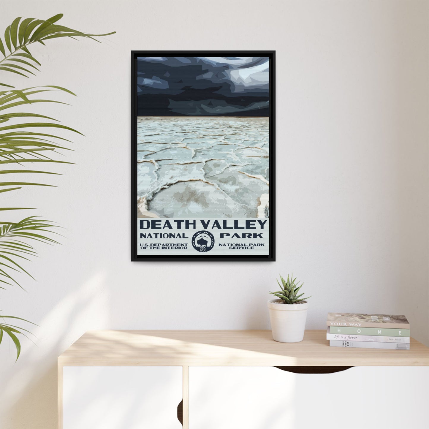 Death Valley National Park Framed Canvas - WPA Poster Badwater Basin