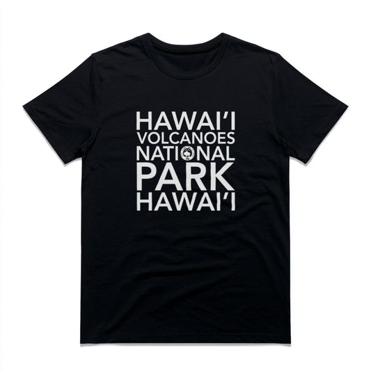 Hawai'i Volcanoes National Park T-Shirt Block Text in Black