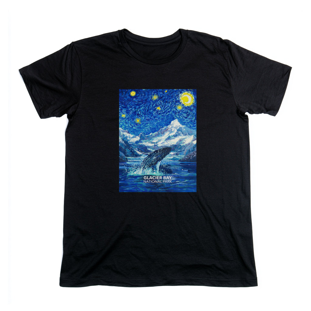 Glacier Bay National Park T-Shirt - The Starry Night in Black