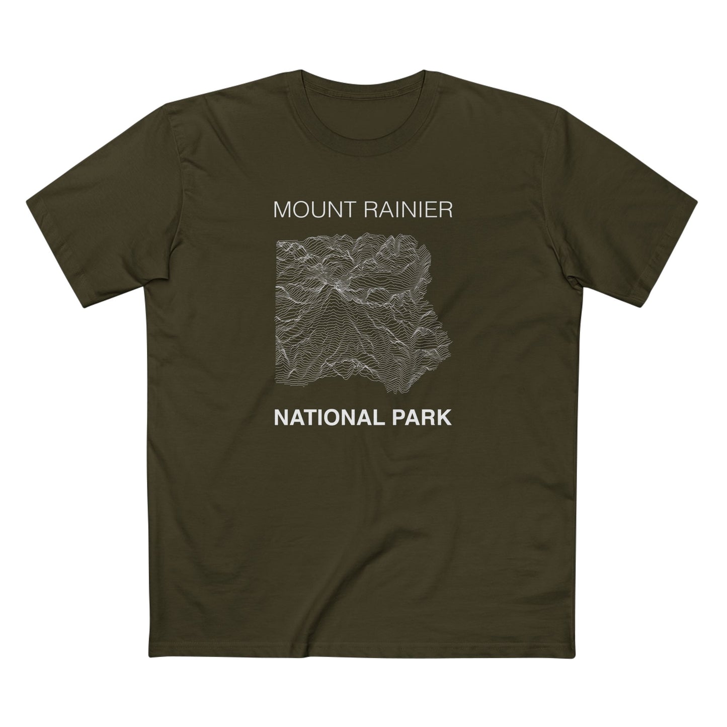Mount Rainier National Park T-Shirt Lines in Army