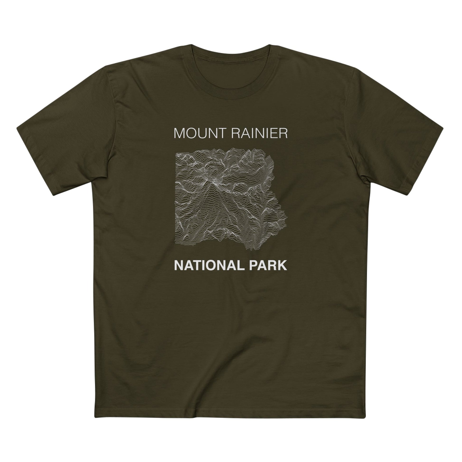 Mount Rainier National Park T-Shirt Lines in Army