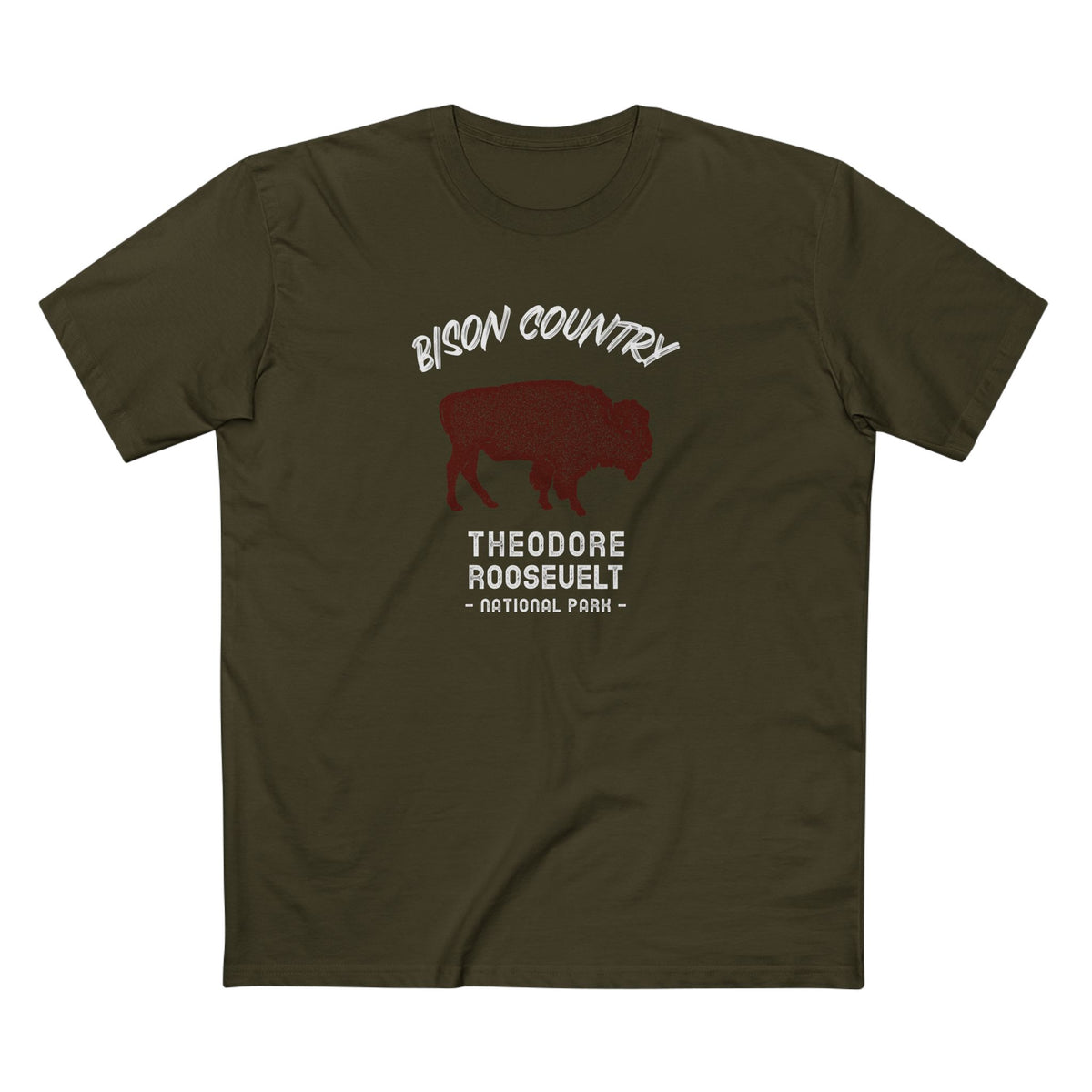 Theodore Roosevelt National Park T-Shirt - Bison Country in Army